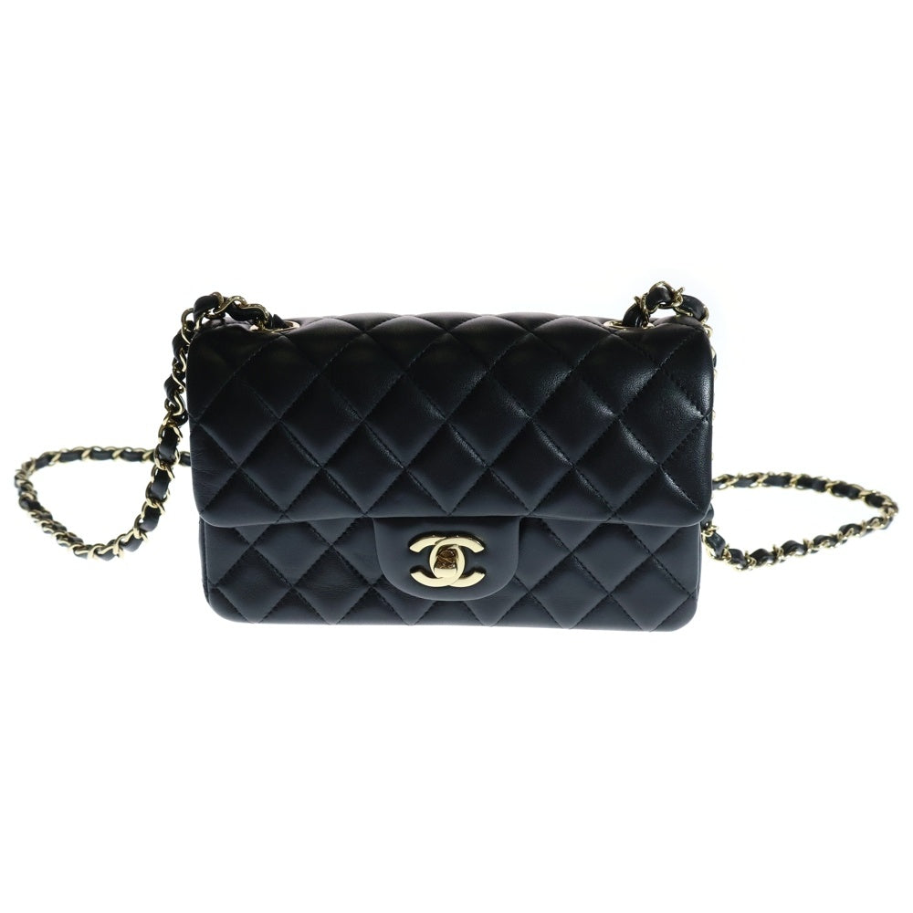 CHANEL(シャネル) ミニマトラッセ 20 チェーンショルダーバッグ ブラック ラムスキン ゴールド金具 A69900