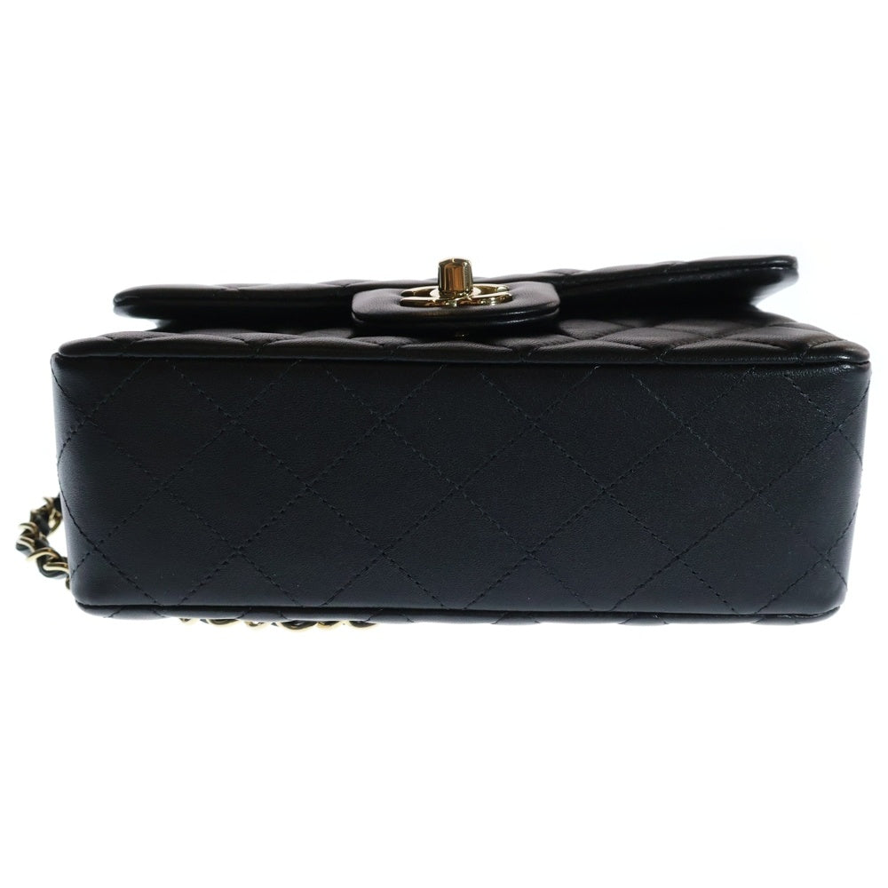 CHANEL(シャネル) ミニマトラッセ 20 チェーンショルダーバッグ ブラック ラムスキン ゴールド金具 A69900