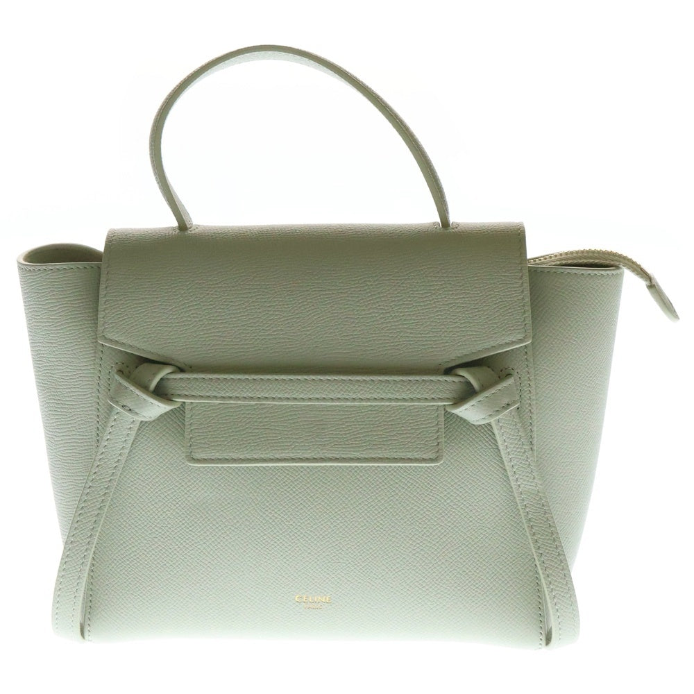 CELINE(セリーヌ) ベルトバッグ ナノ 2WAYバッグ ショルダーバッグ ハンドバッグ ライトグリーン ゴールド金具 ヴェールドー レザー