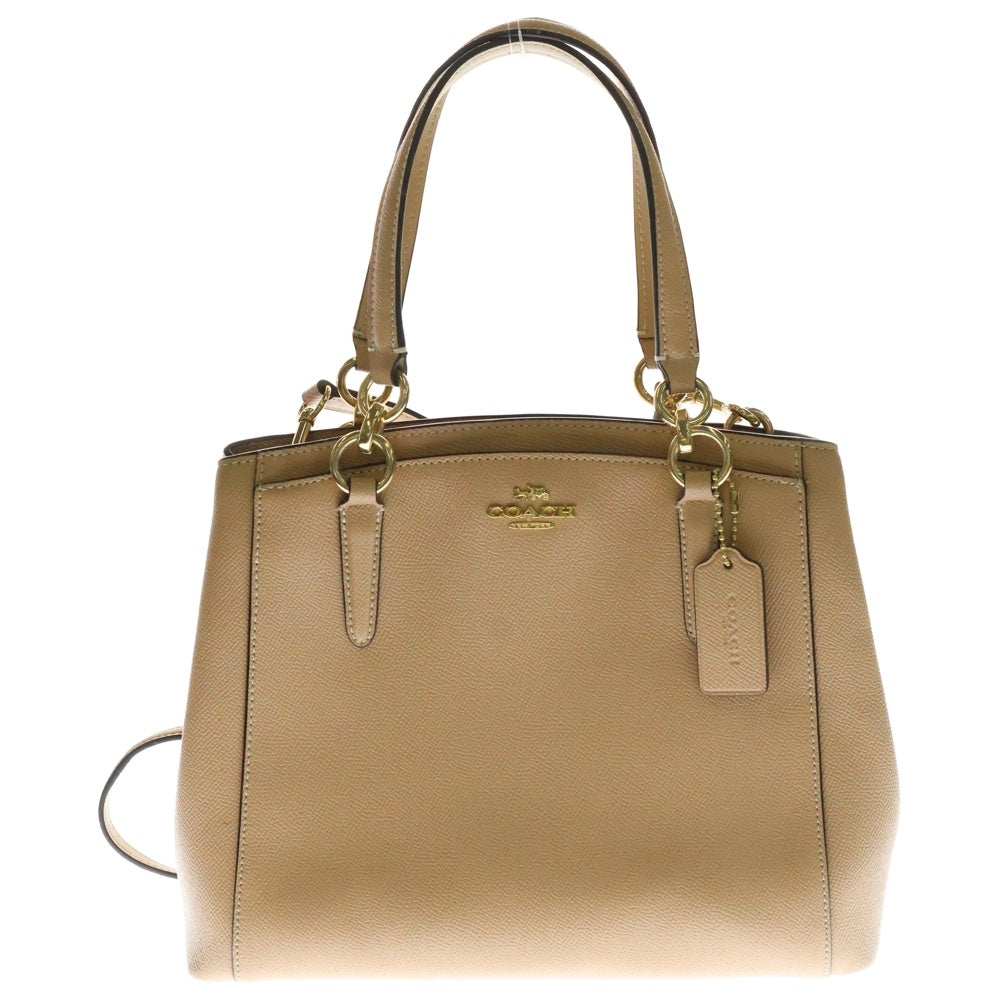 COACH(コーチ) ミネッタ ロゴプレート PVC レザー 2WAY ハンド ショルダーバッグ ゴールド金具 ベージュ レディース F36642