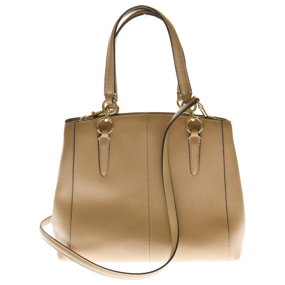 COACH(コーチ) ミネッタ ロゴプレート PVC レザー 2WAY ハンド ショルダーバッグ ゴールド金具 ベージュ レディース F36642