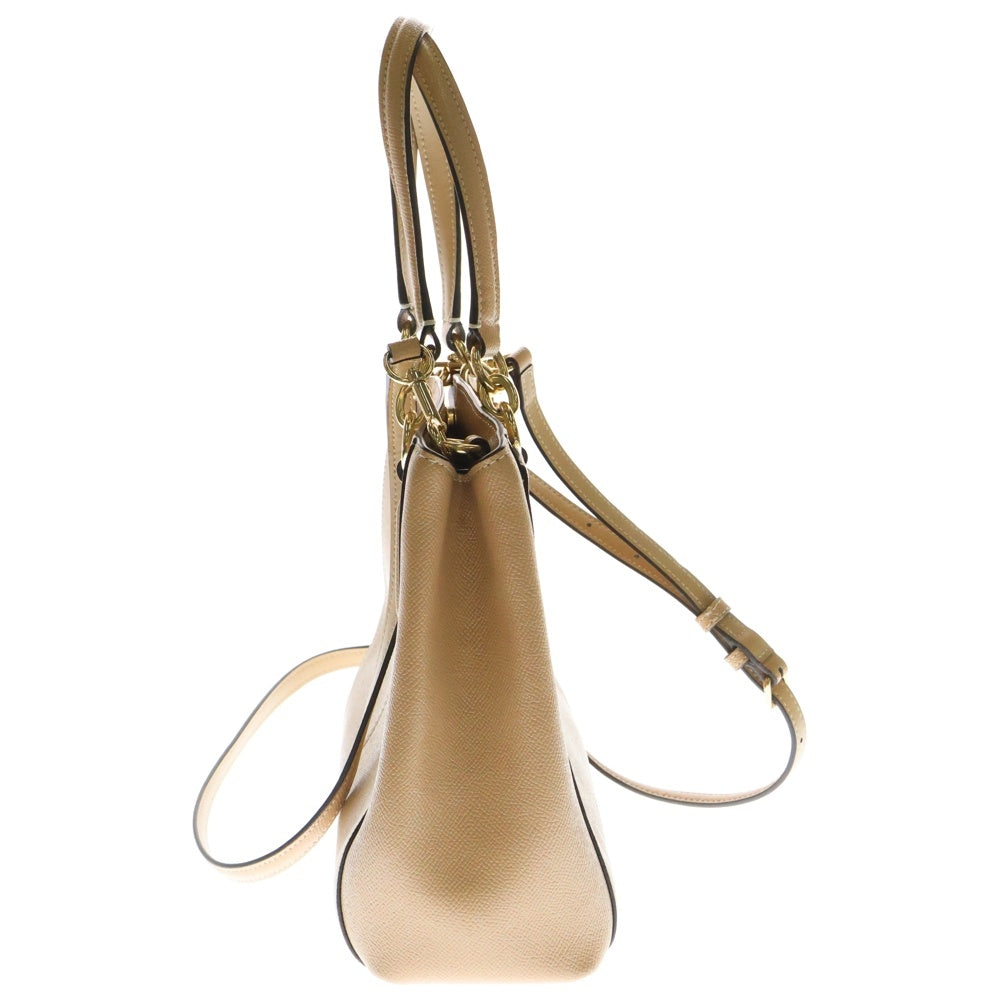 COACH(コーチ) ミネッタ ロゴプレート PVC レザー 2WAY ハンド ショルダーバッグ ゴールド金具 ベージュ レディース F36642