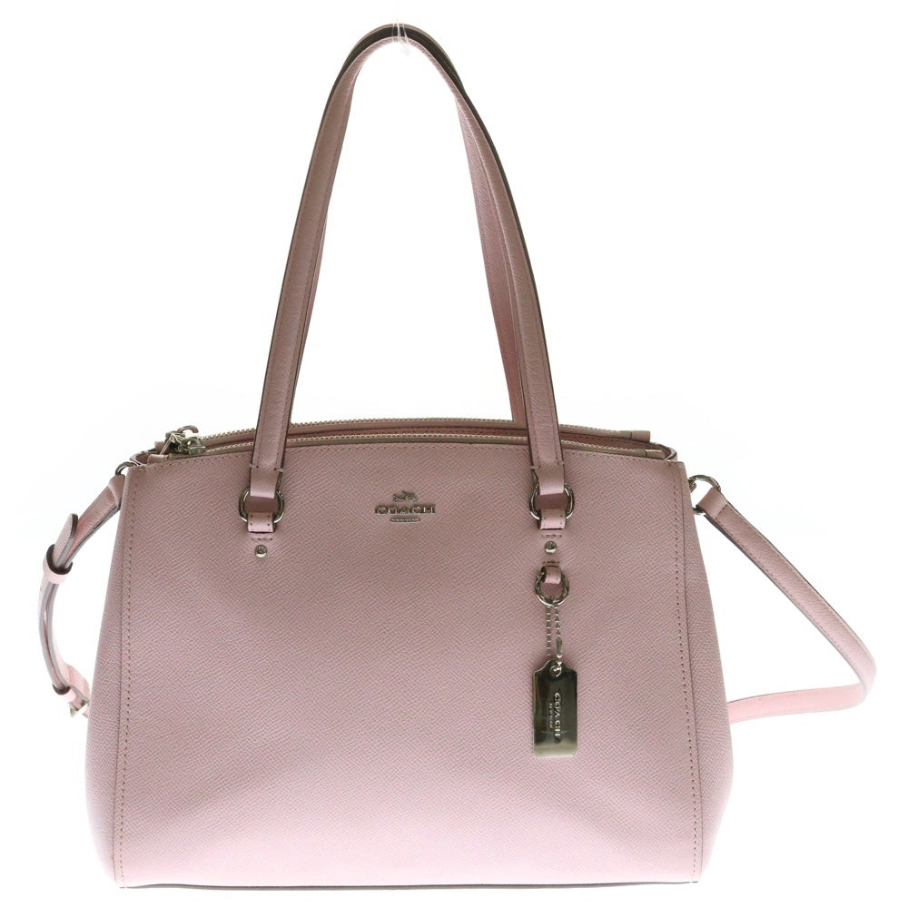 COACH(コーチ) ロゴプレート PVC レザー 2WAY ハンド ショルダーバッグ シルバー金具 ピンク レディース 36882