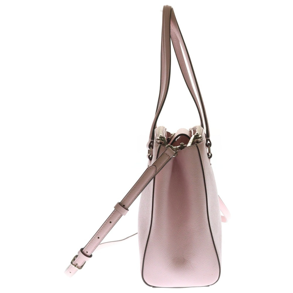 COACH(コーチ) ロゴプレート PVC レザー 2WAY ハンド ショルダーバッグ シルバー金具 ピンク レディース 36882