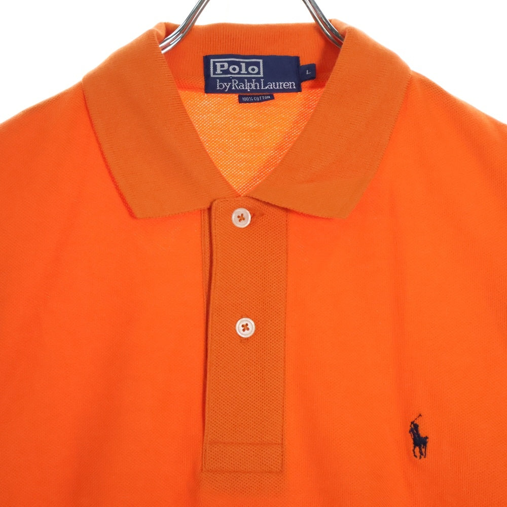 POLO RALPH LAUREN(ポロラルフローレン) ワンポイントロゴ刺繍 半袖ポロシャツ オレンジ