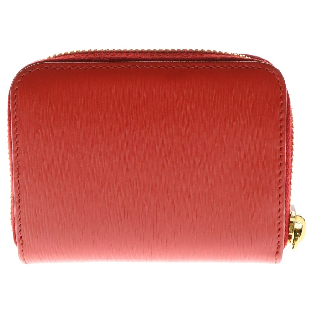 PRADA(プラダ) VITELLO MOVE ヴィッテロ レザー ロゴプレート ラウンドジップ コインケース コインパース 小銭入れ ゴールド金具 レッド 1MM268