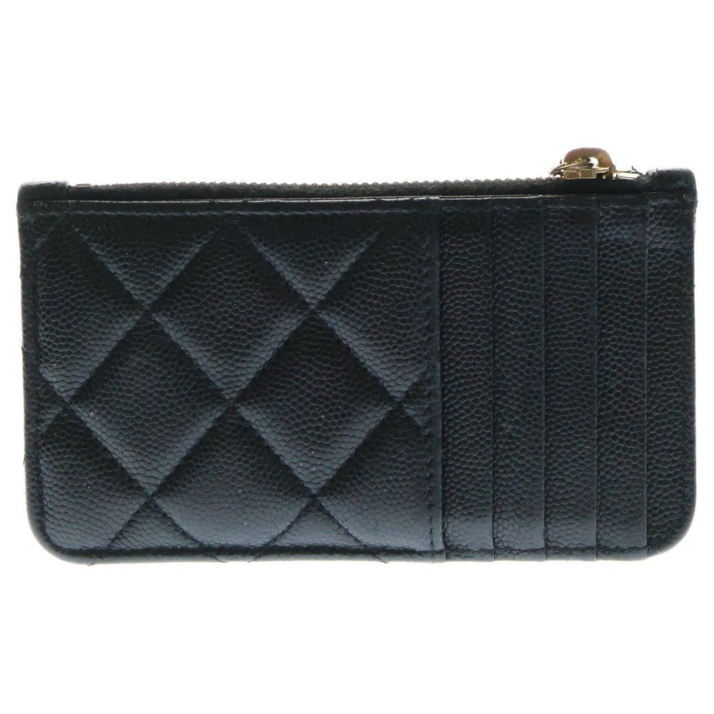 CHANEL(シャネル) マトラッセ フラグメントケース カードケース コインケース ブラック ゴールド金具 キャビアスキン