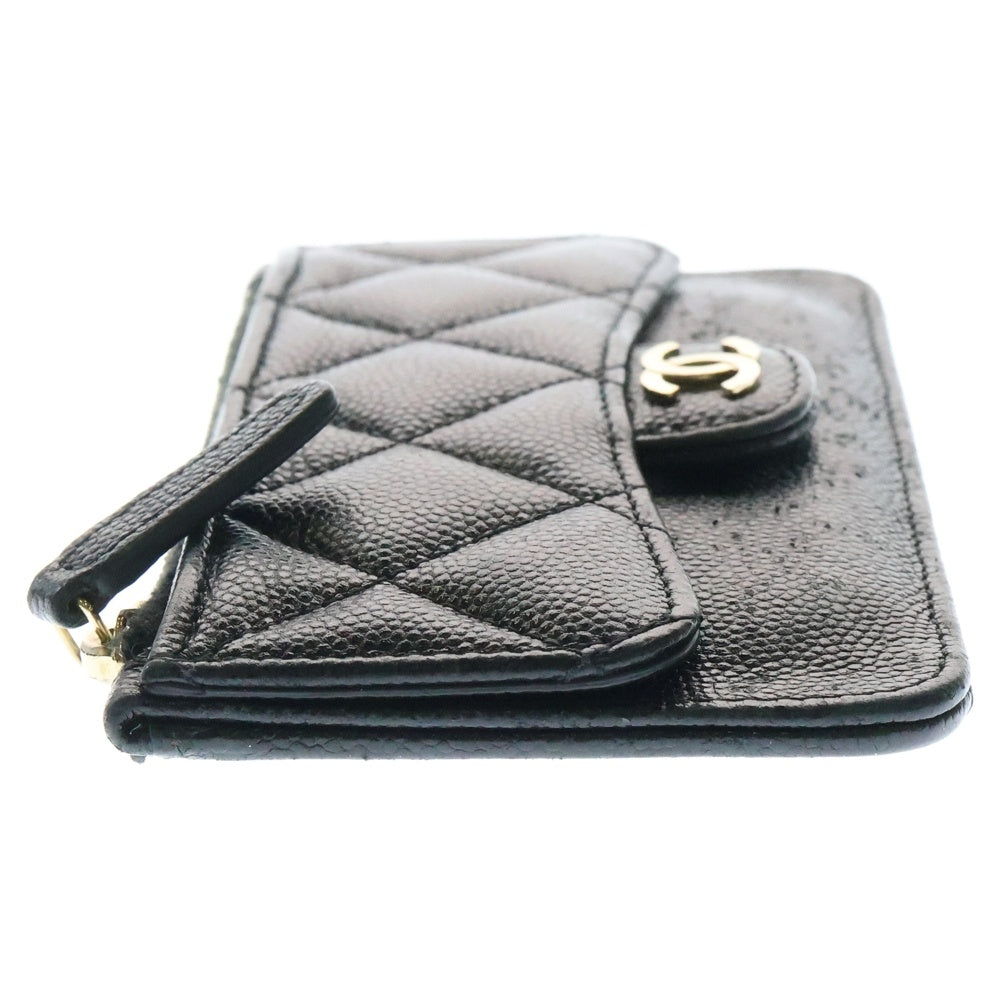 CHANEL(シャネル) マトラッセ フラグメントケース カードケース コインケース ブラック ゴールド金具 キャビアスキン