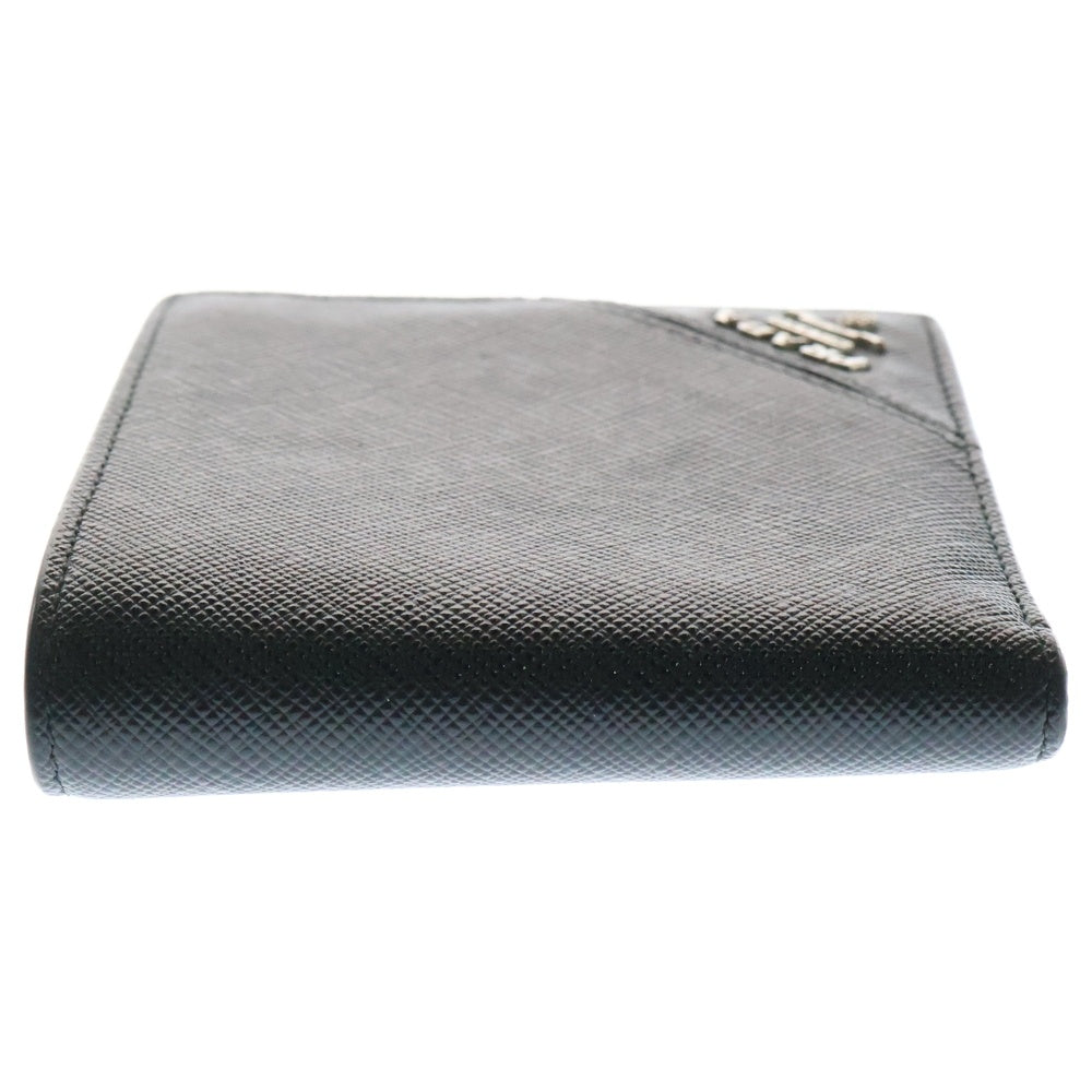 PRADA(プラダ) サフィアーノ 2つ折り財布 ウォレット カードケース 名刺入れ ブラック シルバー金具 レザー 2MO738