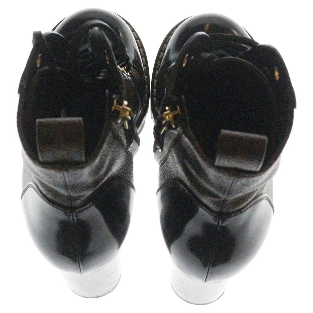 LOUIS VUITTON(ルイヴィトン) スタートレイルライン モノグラム PVC レザー サイドジップ レースアップ ヒール アンクルブーツ ブラウン/ブラック レディース 1A2Y7T