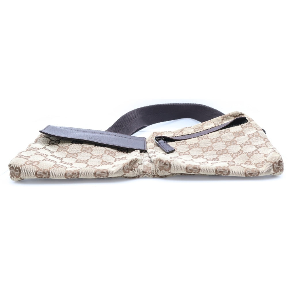 GUCCI(グッチ) GGキャンバス ウエストポーチ ショルダー ボディバッグ シルバー金具 ベージュ/ブラウン 28566