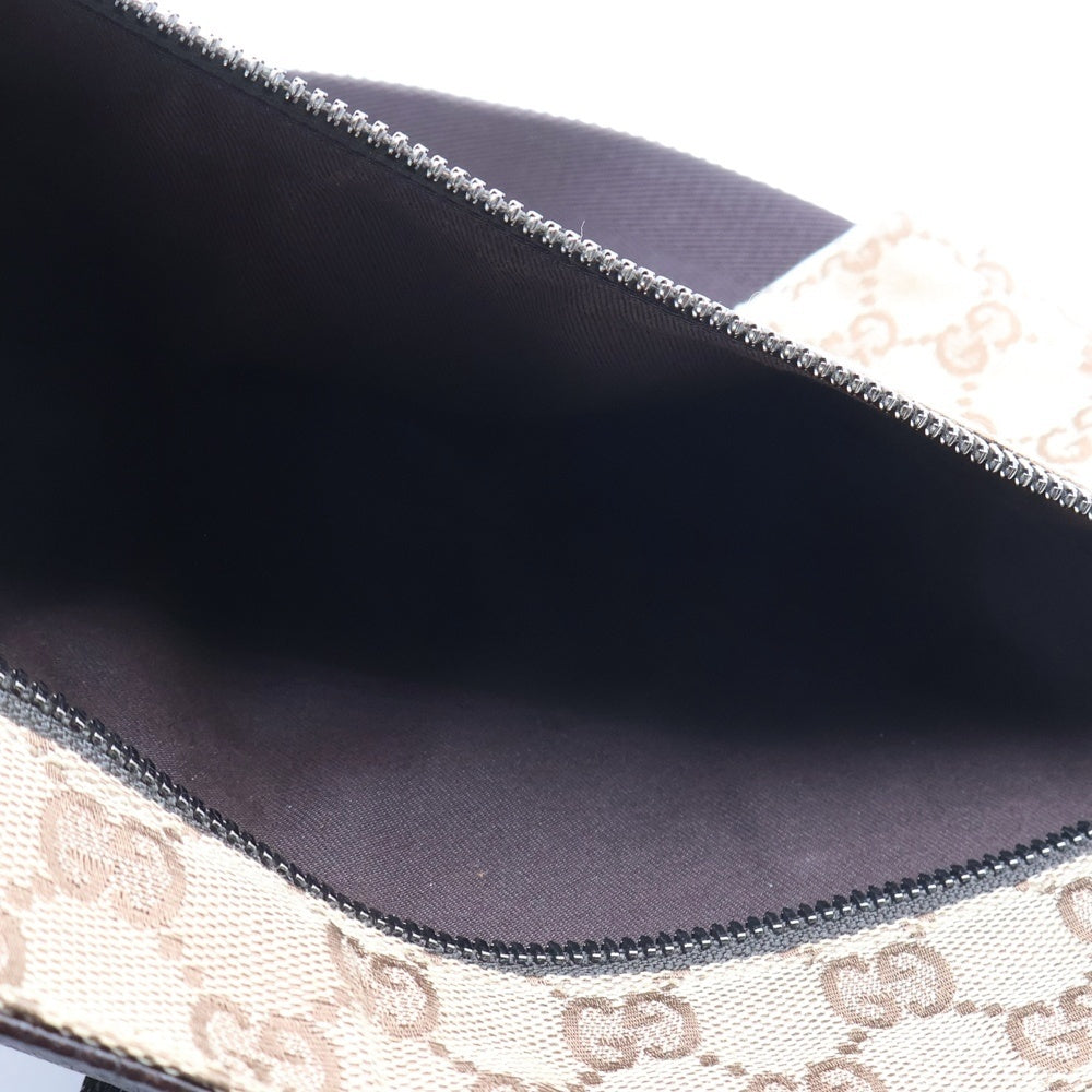 GUCCI(グッチ) GGキャンバス ウエストポーチ ショルダー ボディバッグ シルバー金具 ベージュ/ブラウン 28566