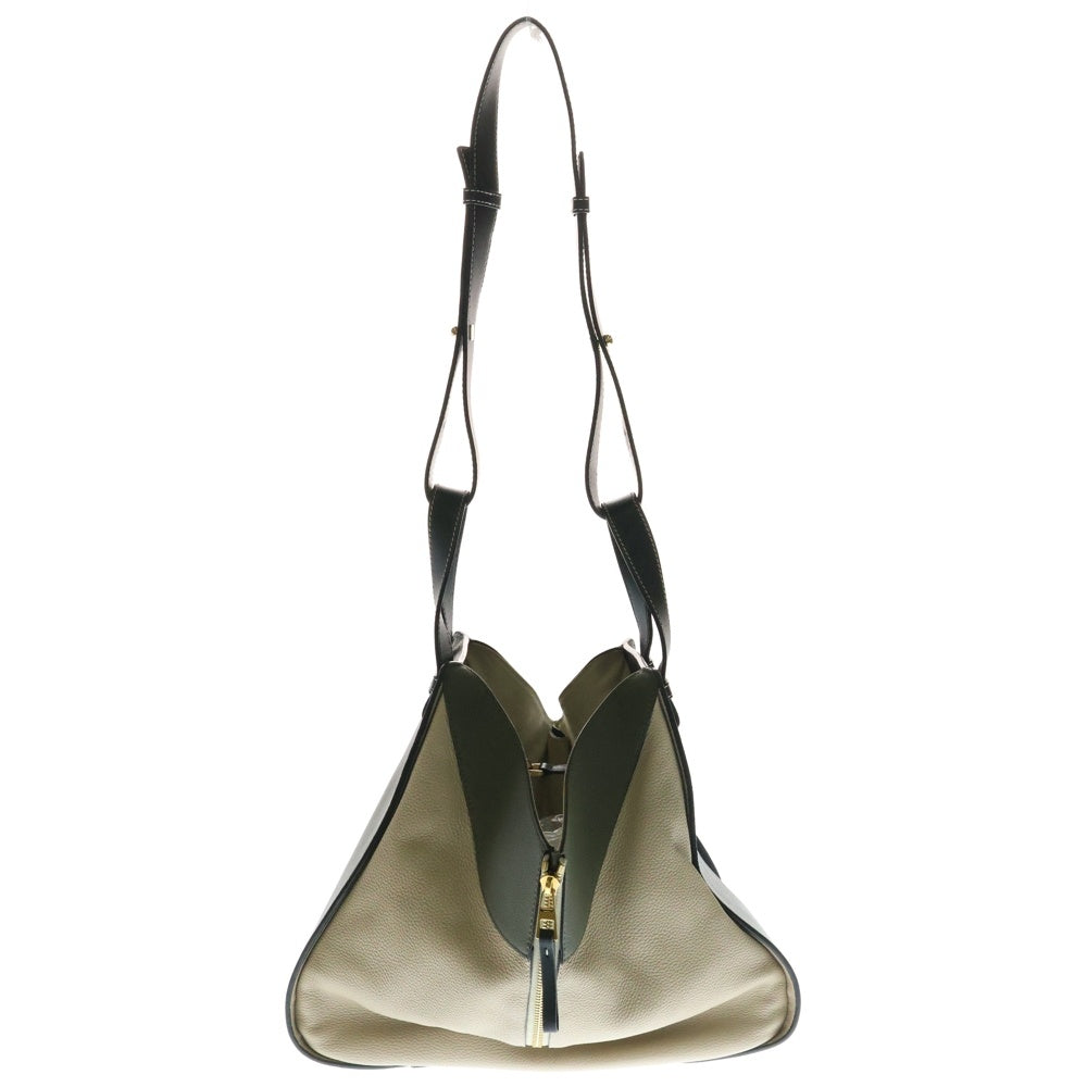 LOEWE(ロエベ) ハンモック スモール ショルダーバッグ ハンドバッグ ブラック×カーキ×ベージュ レザー×キャンバス