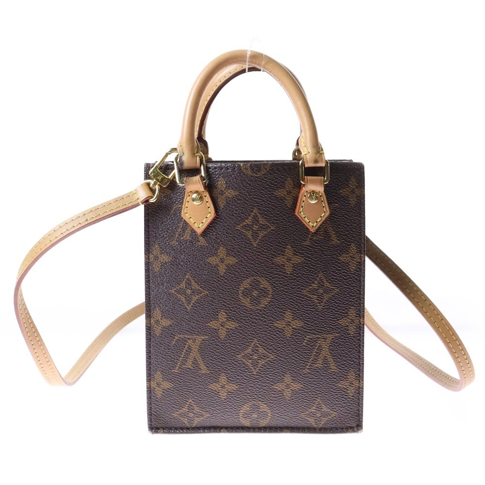 LOUIS VUITTON(ルイヴィトン) モノグラム プティットサックプラ 2WAY レザーハンドバッグ ショルダーバッグ ブラウン M81295