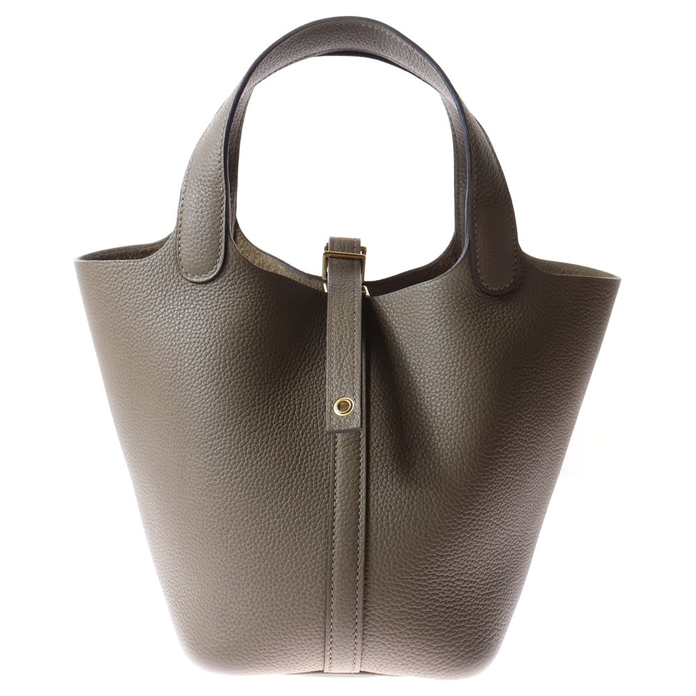 HERMES(エルメス) ピコタンロックPM トリヨンクレマンス ビスキュイ レザーハンドバッグ W刻印
