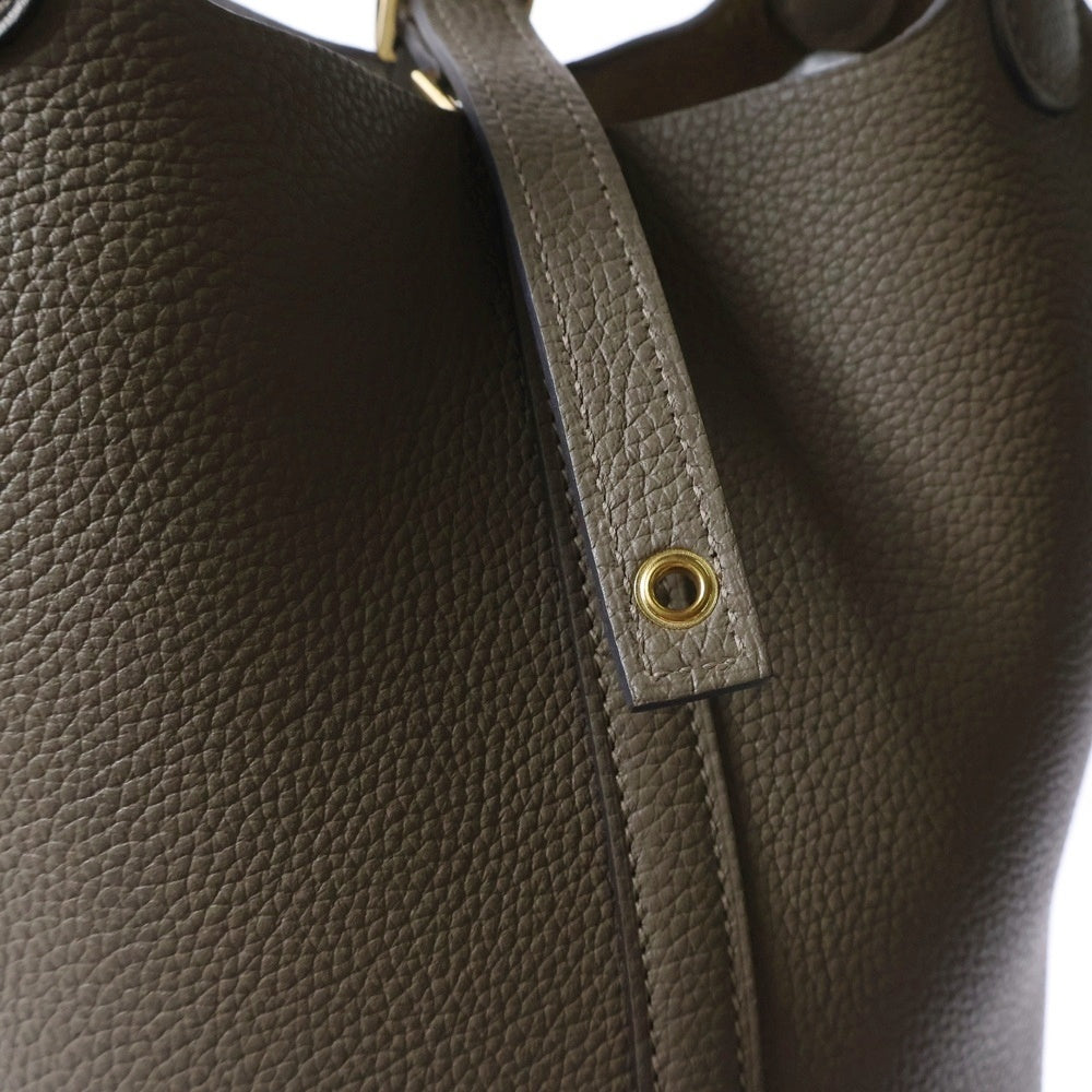 HERMES(エルメス) ピコタンロックPM トリヨンクレマンス ビスキュイ レザーハンドバッグ W刻印