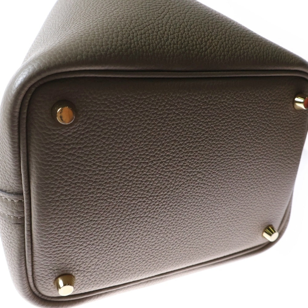 HERMES(エルメス) ピコタンロックPM トリヨンクレマンス ビスキュイ レザーハンドバッグ W刻印