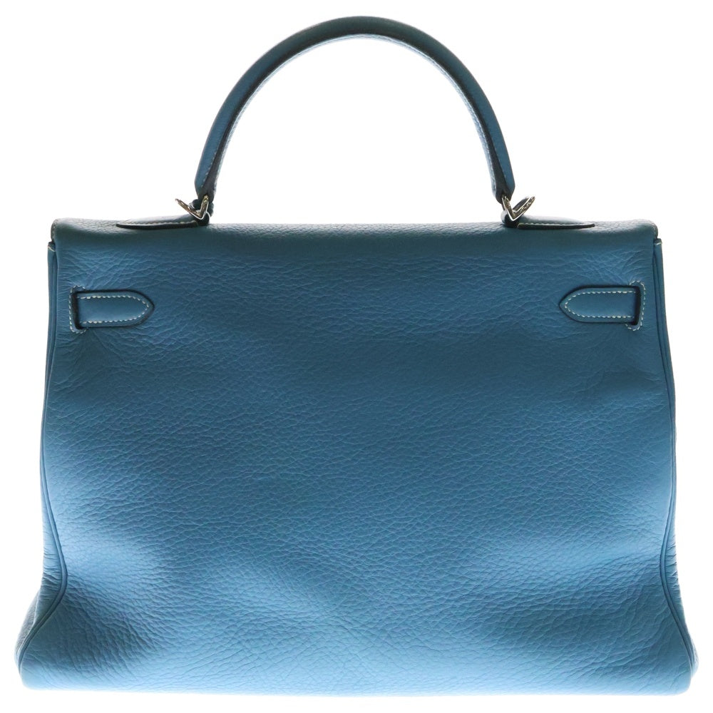 HERMES(エルメス) ケリー35 トリヨンクレマンス レザー ブルージーン 2WAY ハンド ショルダーバッグ シルバー金具 ライトブルー □G刻印