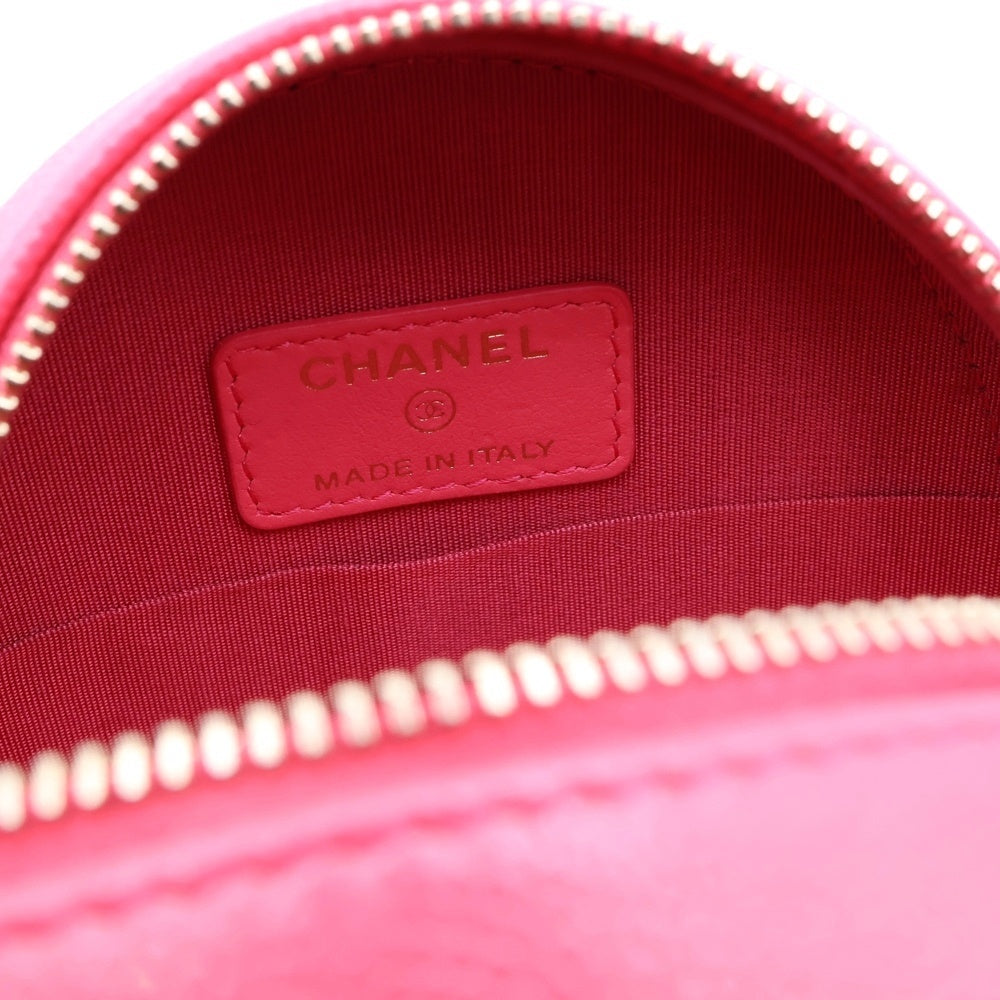 CHANEL(シャネル) ココマーク キャビアスキン ラウンドファスナーチェーンショルダーバッグ ピンク レディース