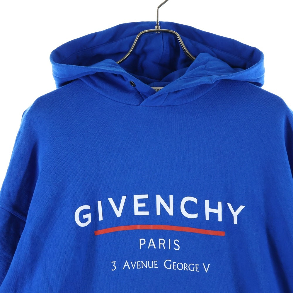GIVENCHY(ジバンシィ) Blue Address Logo Hoodie BMJ05430AF ロゴ プルオーバーパーカー ブルー