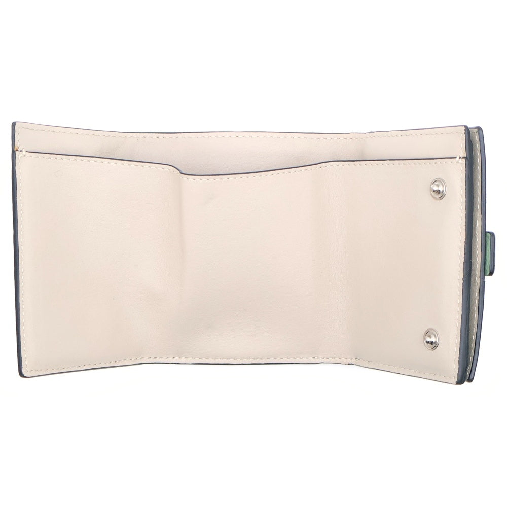LOEWE(ロエベ) トライフォールド 三つ折り財布 グリーン×ブラウン レザー コンパクトウォレット