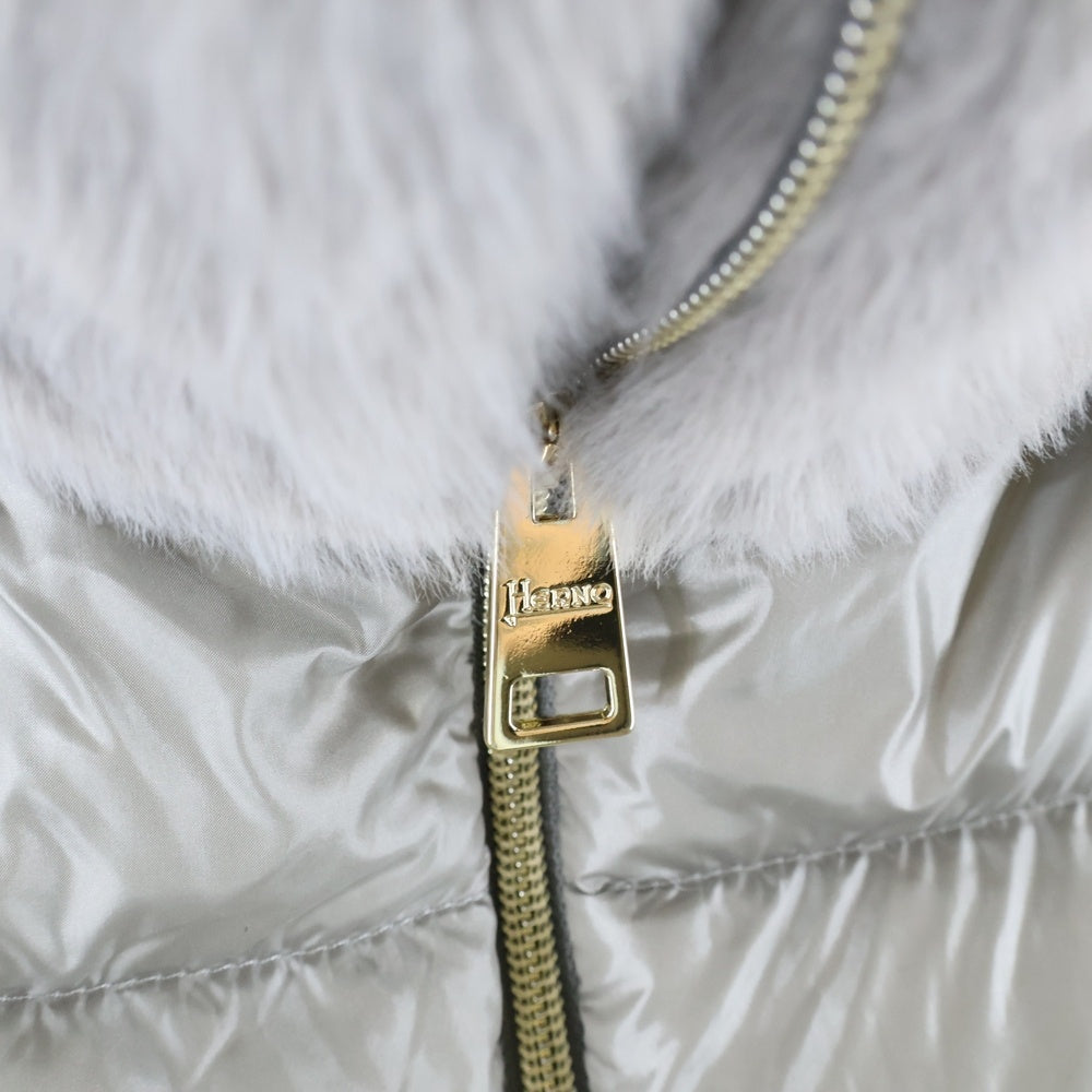 HERNO(ヘルノ) ファー切り替え ジップアップ スタンドカラー ダウンジャケット グレー レディース 66470-62847-9