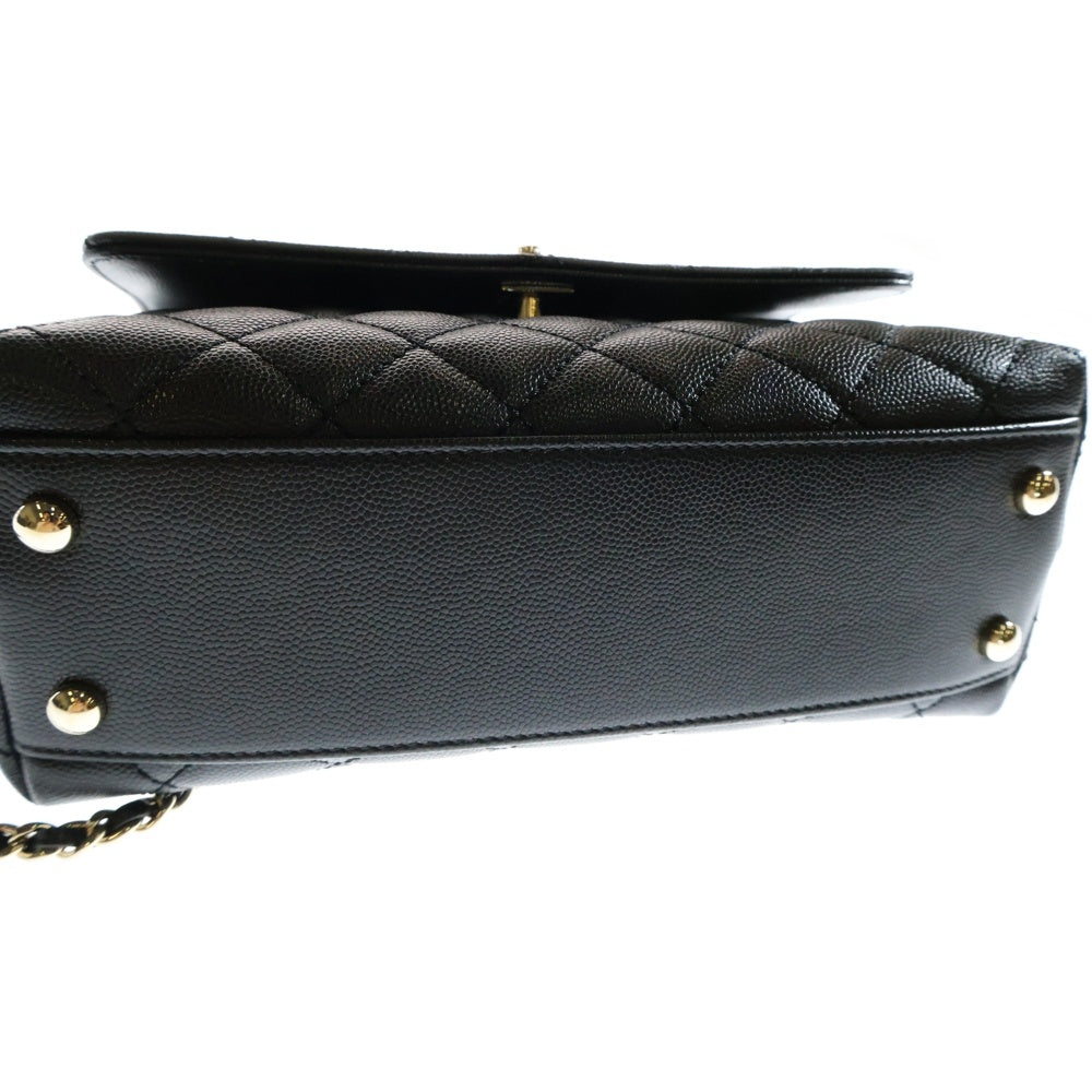 CHANEL(シャネル) マトラッセ ココハンドル ブラック キャビアスキン 2wayハンドバッグ ショルダーバッグ ゴールド金具 A92990