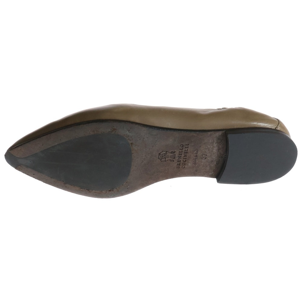 BRUNELLO CUCINELLI(ブルネロクチネリ) モニーレ 装飾 レザー ローカットシューズ パンプス ブラウン レディース