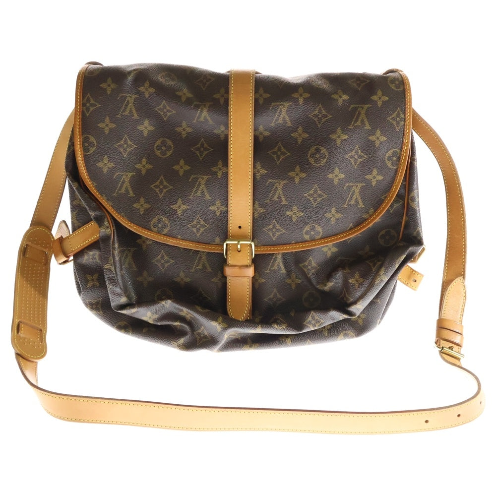 LOUIS VUITTON(ルイヴィトン) ソミュール35 モノグラム PVC レザー ショルダー メッセンジャーバッグ ゴールド金具 ブラウン M42254