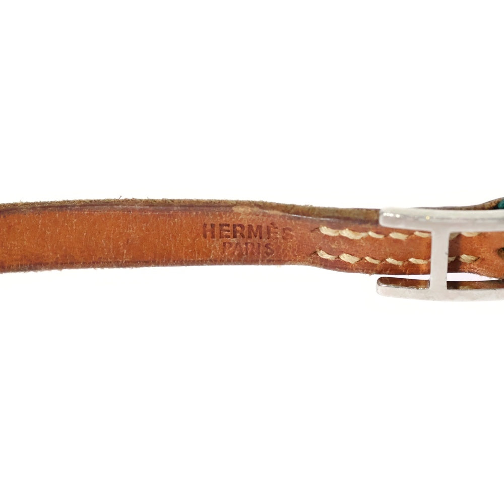 HERMES(エルメス) アピブレス ブレスレット シルバー金具 レザー ブラウン