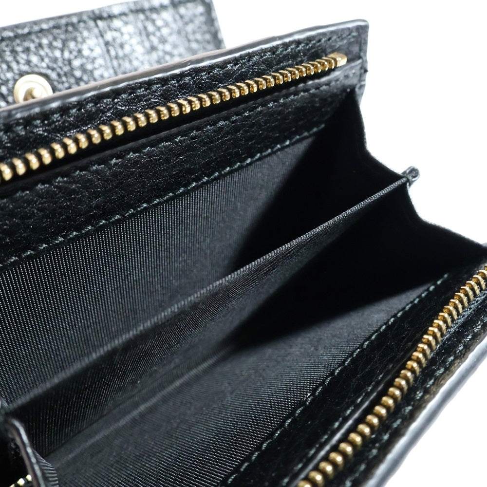 GUCCI(グッチ) GGエンブレム スモールウォレット コンパクトウォレット 二つ折り財布 ブラック ゴールド金具 レザー 815874