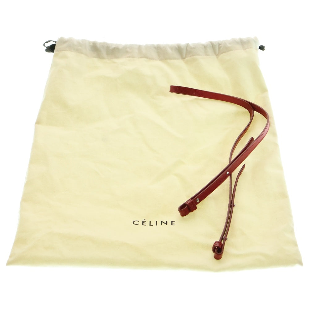 CELINE(セリーヌ) バーティカル カバ スモール ショルダーバッグ レッド レザー ライトバーガンディ