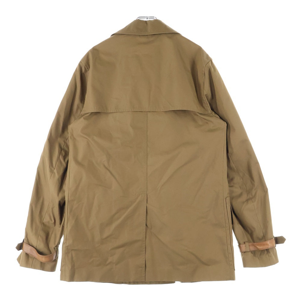 GUCCI(グッチ) レザー切り替え コットンナイロン トレンチ ジャケット ショート コート ブラウン 366617