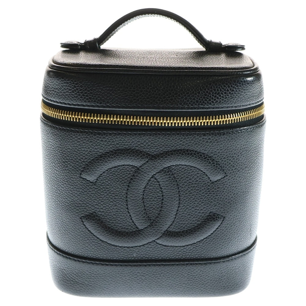 CHANEL(シャネル) ココマーク キャビアスキン レザーバニティバッグ ブラック レディース