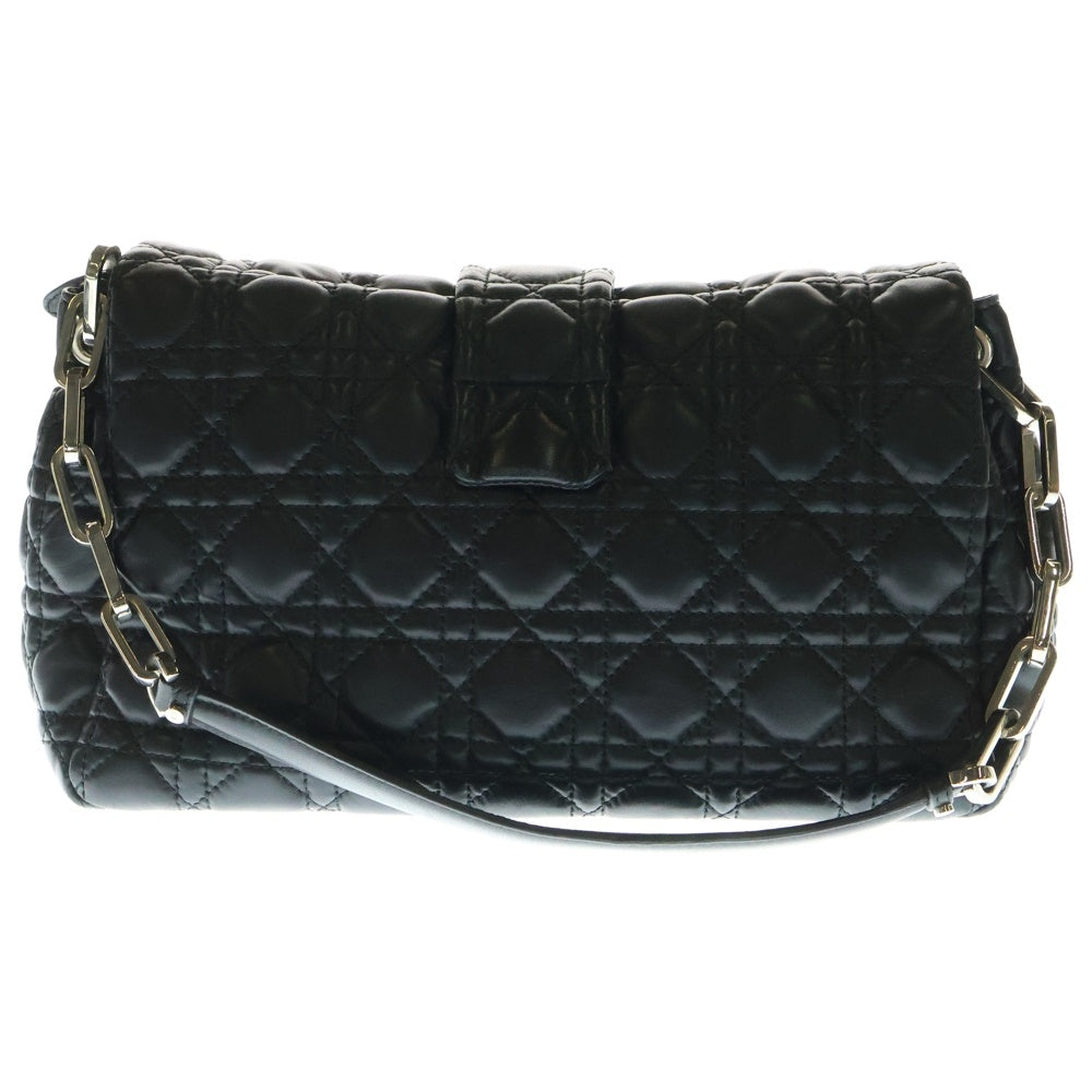 Christian Dior(クリスチャンディオール) カナージュ ニューロック ハンドバッグ ワンショルダーバッグ チェーンバッグ シルバー金具 ブラック ラムレザー
