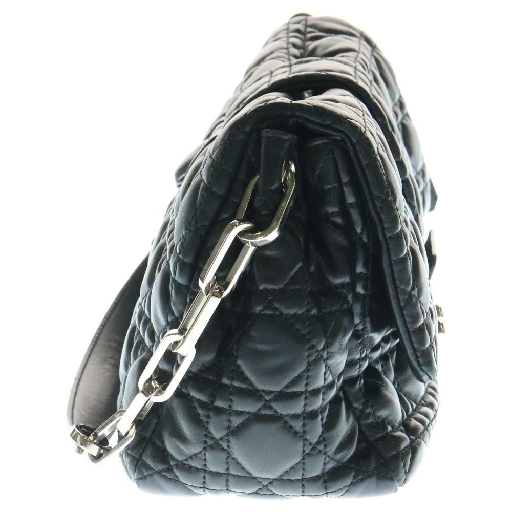 Christian Dior(クリスチャンディオール) カナージュ ニューロック ハンドバッグ ワンショルダーバッグ チェーンバッグ シルバー金具 ブラック ラムレザー