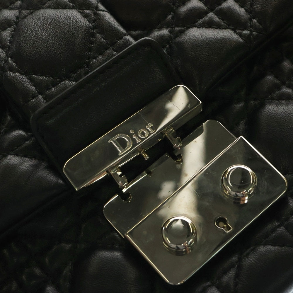 Christian Dior(クリスチャンディオール) カナージュ ニューロック ハンドバッグ ワンショルダーバッグ チェーンバッグ シルバー金具 ブラック ラムレザー