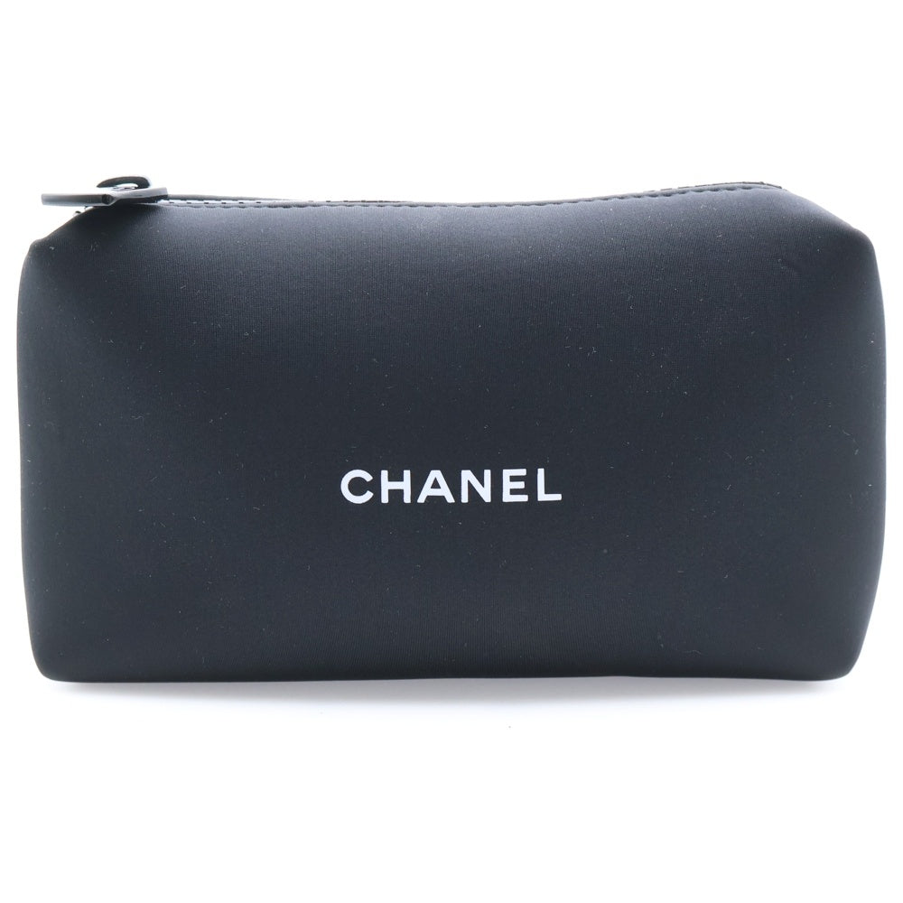 CHANEL(シャネル) ココマーク チャーム付き ロゴプリント メイクポーチ ブラック