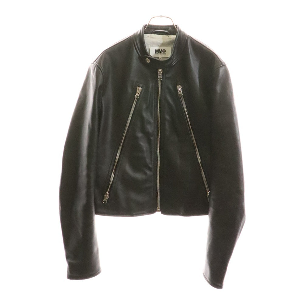 MM6 Maison Margiela(エムエムシックスメゾンマルジェラ) 22AW 八の字 カウレザー シングル ライダースジャケット ブラック S62AN0067 SY1548