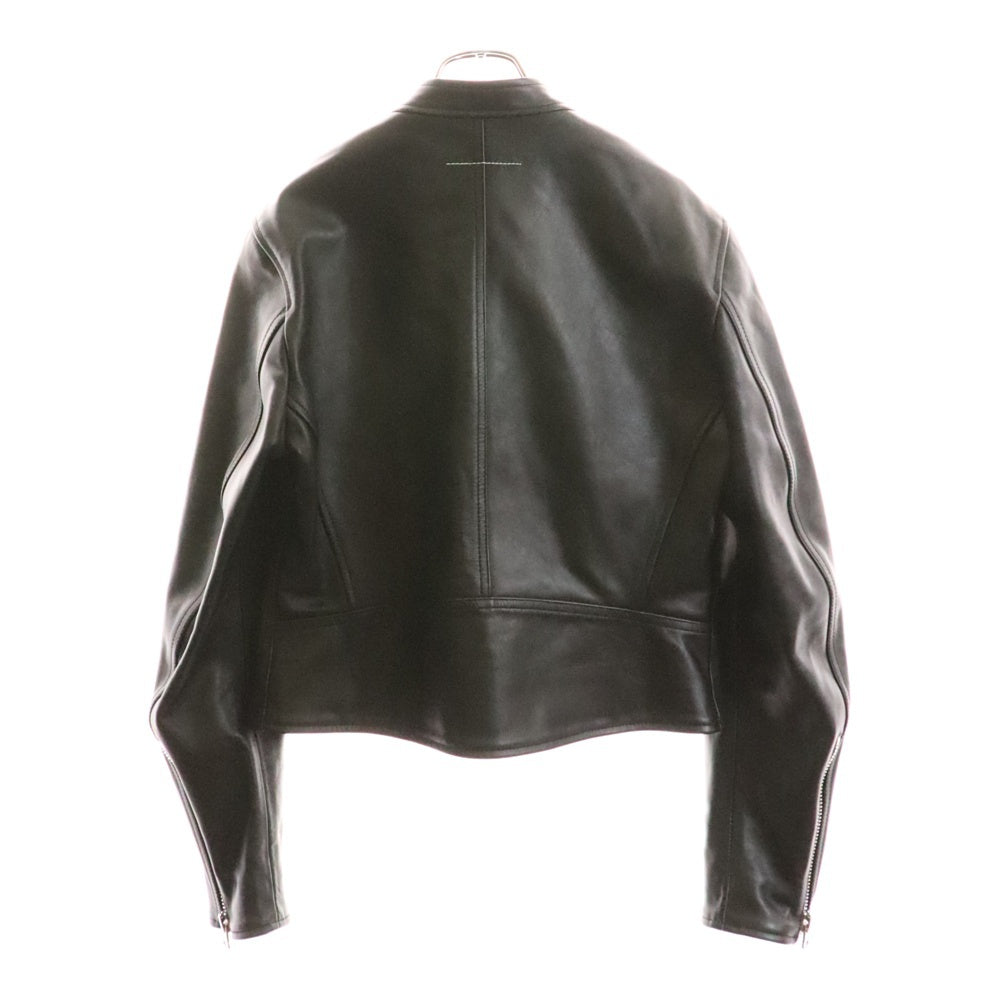 MM6 Maison Margiela(エムエムシックスメゾンマルジェラ) 22AW 八の字 カウレザー シングル ライダースジャケット ブラック S62AN0067 SY1548