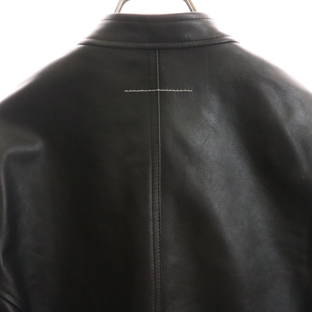 MM6 Maison Margiela(エムエムシックスメゾンマルジェラ) 22AW 八の字 カウレザー シングル ライダースジャケット ブラック S62AN0067 SY1548
