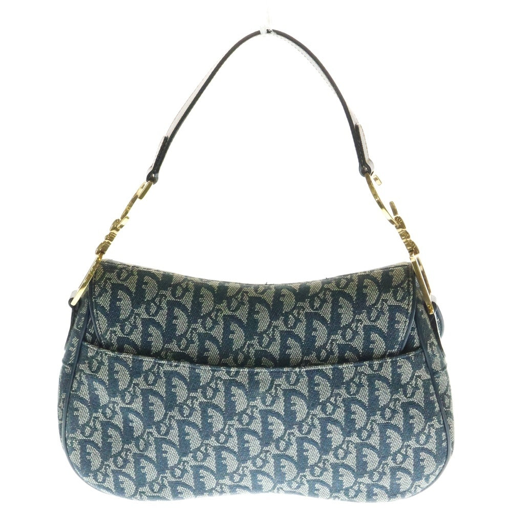 Christian Dior(クリスチャンディオール) トロッター サドルバッグ ブルー キャンバス×レザー ワンショルダーバッグ ハンドバッグ