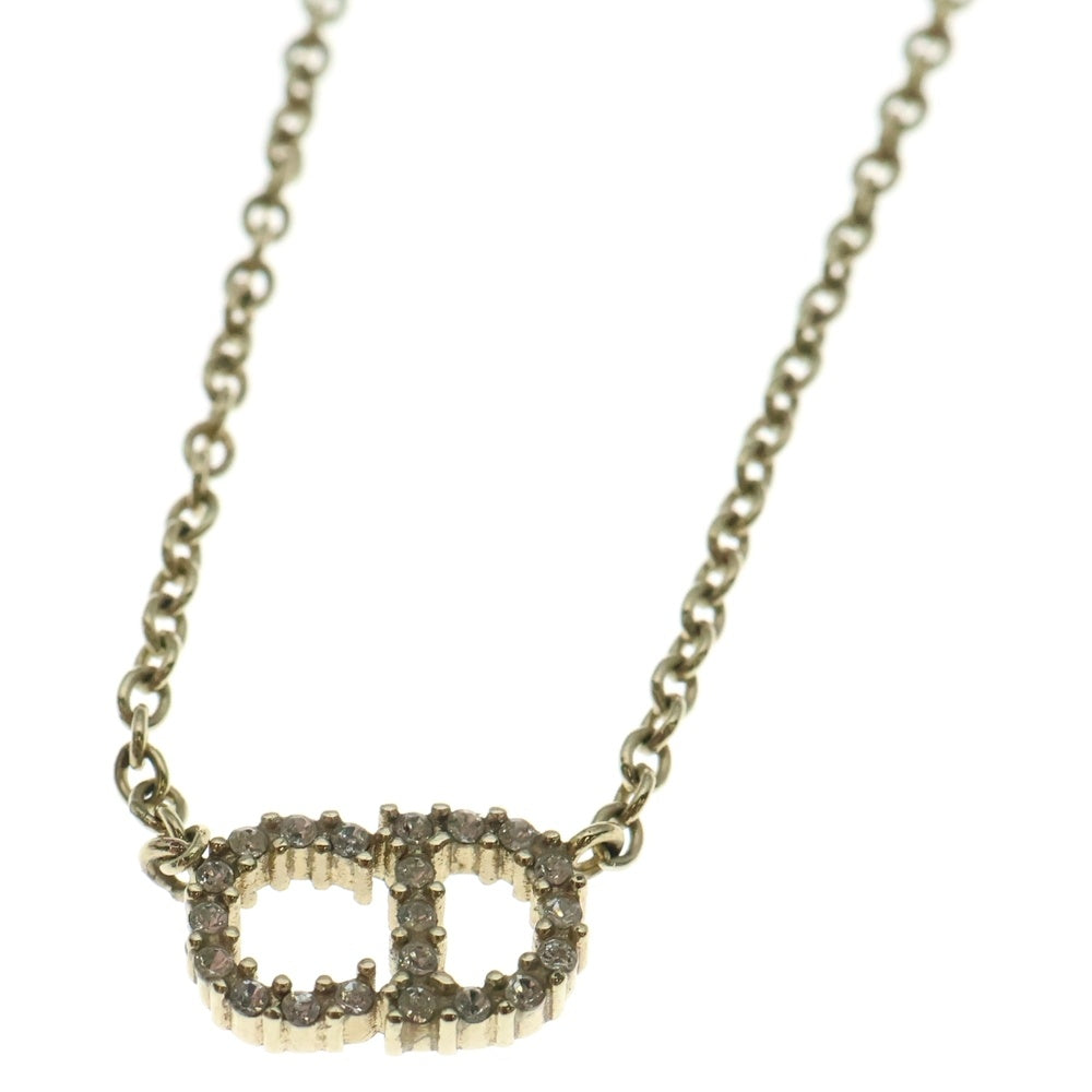 Christian Dior(クリスチャンディオール) CDロゴ ラインストーンネックレス ゴールド GP