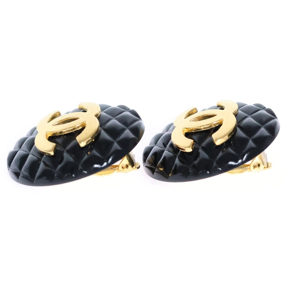 CHANEL(シャネル) ココマーク マトラッセ ラウンド イヤリング イヤーアクセサリー ゴールド×ブラック GP 25