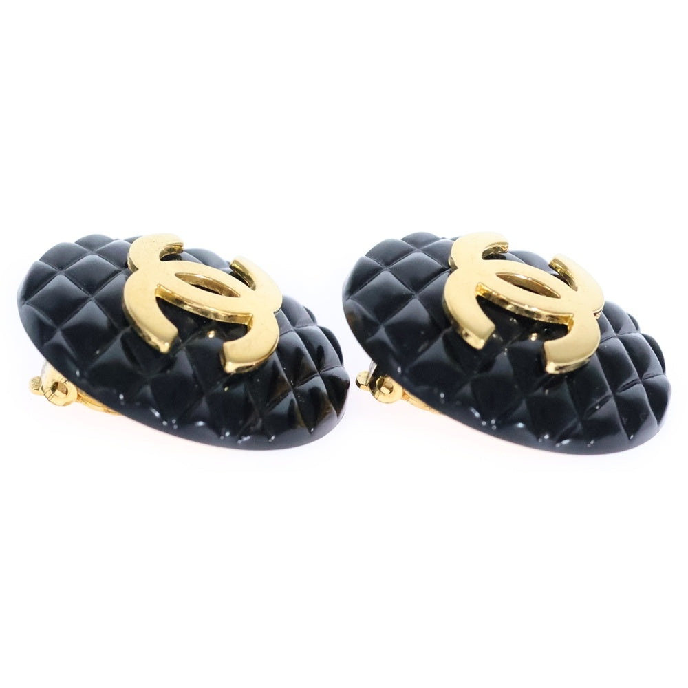 CHANEL(シャネル) ココマーク マトラッセ ラウンド イヤリング イヤーアクセサリー ゴールド×ブラック GP 25