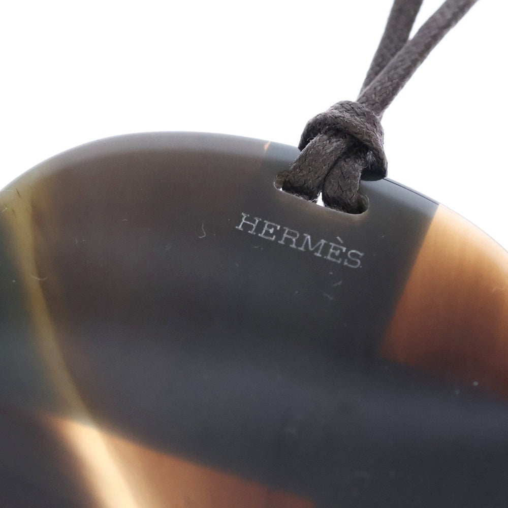 HERMES(エルメス) オーバル ネックレス ペンダント ブラウン バッファローホーン×革
