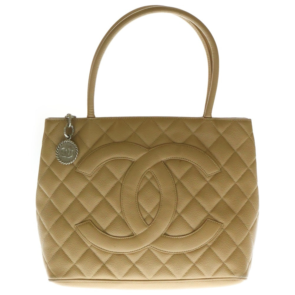 CHANEL(シャネル) 復刻トート ココマーク バッグ ハンドバッグ ベージュ キャビア シルバー金具