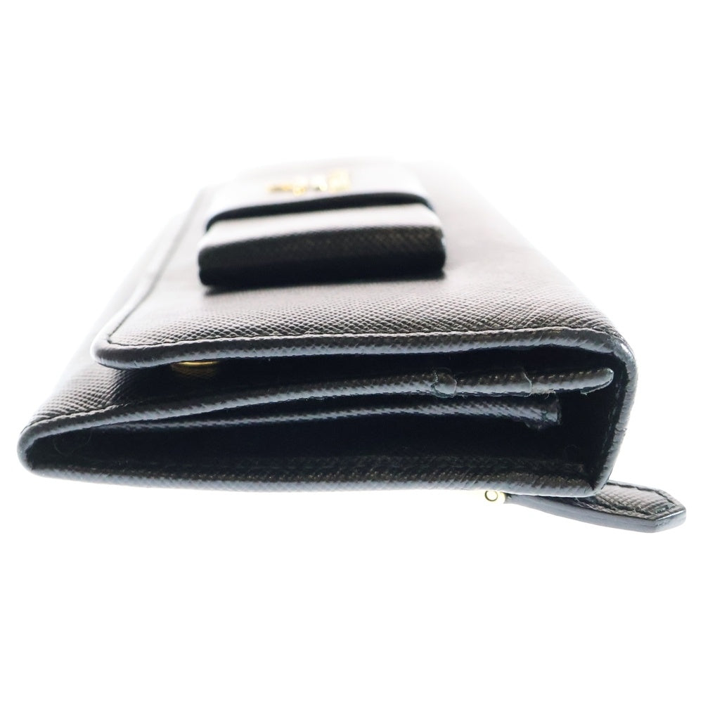 PRADA(プラダ) サフィアーノ ラウンドファスナー長財布 ロングウォレット カードケース ネロ ブラック ゴールド金具 レザー 1MH132
