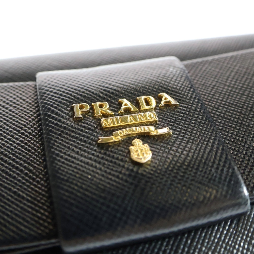 PRADA(プラダ) サフィアーノ ラウンドファスナー長財布 ロングウォレット カードケース ネロ ブラック ゴールド金具 レザー 1MH132