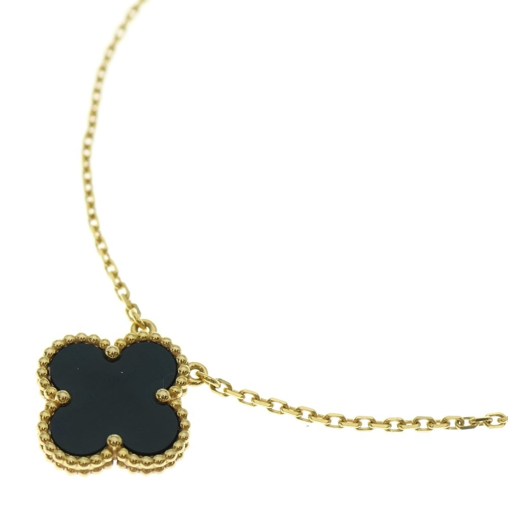 Van Cleef & Arpels(ヴァンクリーフアンドアーペル) ヴィンテージ アルハンブラ オニキス ネックレス ペンダント K18 Au750 YG イエローゴールド